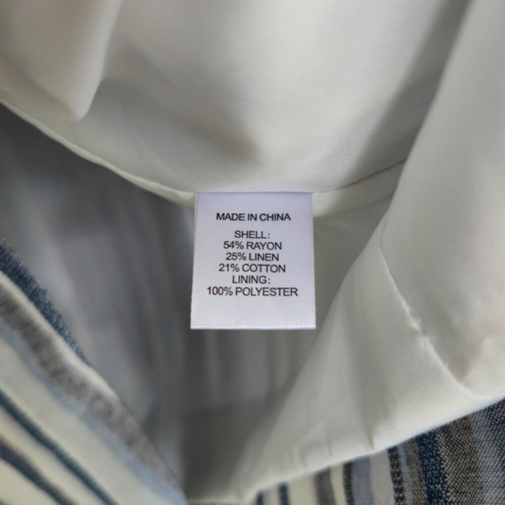 Anthropologie DREW Linen Blend Striped Blue White Catalina Blazer, L - Picture 9 of 10